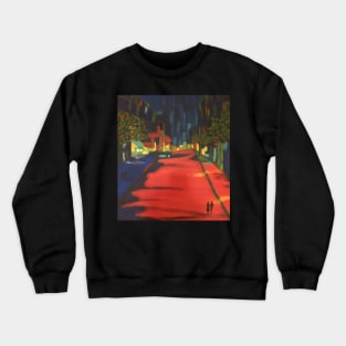 City at Night in brilliant reds, yellows, and blues Crewneck Sweatshirt